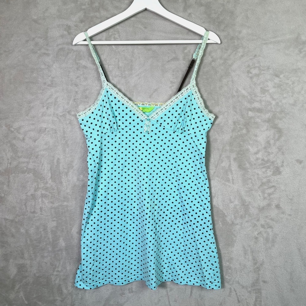 Vintage French Dressing Y2K Lace Trim M Babydoll Camisole Dress Coquette 90s